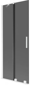 Mexen Velar, 2-krídlová posuvná vaňová zástena 80 x 150 cm, 8mm šedé sklo, biela matná, 896-080-000-41-20