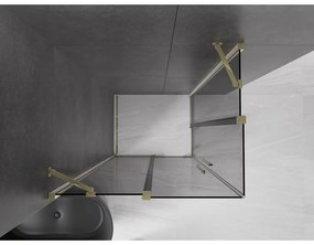 Mexen Velar Duo, sprchový kút s posuvnými dverami 90 x 80 cm, 8mm šedé sklo, zlatá lesklá, 871-090-080-42-50