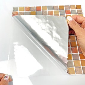 23,5x23,5cm  Nalepovací obklad - 3D mozaika - Oranžové štvorce