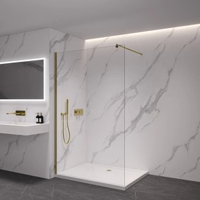 CERANO - Sprchová zástena Walk-in Onyx Ľ/P - guľatá vzpera - zlatá kartáčovaná, transparentné sklo - 100x200 cm, CER-CER-8050BD172