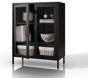 Čierna nízká sklenená vitrína GINA Modern 800 x 1015 x 400 mm