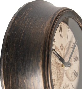 Hnedé nástenné hodiny Zemegule - Ø 23*5 cm / 1*AA