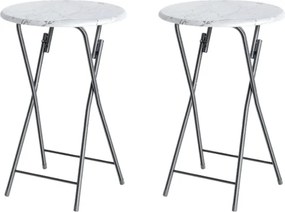 Sada 2 ks cateringových skladacích barových stolov MARLE 60 cm mramorovo biela