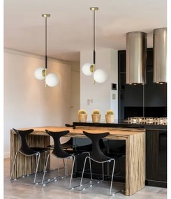 Luster na lanku DUO 2xE14/40W/230V zlatá/čierna