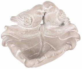 Betónové napájadlo pre vtáčiky List, sivá, 21 x 17 x 9 cm