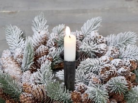 Čierny antik zapichovací svietnik na úzku sviečku na veniec - Ø 4*14cm