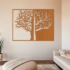 drevo zivota Drevený strom na stenu DUALITY z dvoch dielov Farebný vzor: Čerešňa, Veľkosť viacdielov: 80x60
