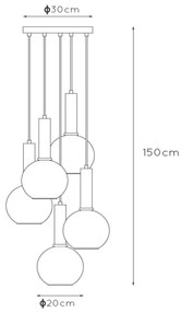 Lucide 45402/15/30 - Luster na lanku MARIUS 5xE27/40W/230V čierna
