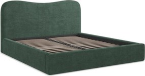 Zelená čalúnená dvojlôžková posteľ s úložným priestorom s roštom 180x200 cm Kahai – Makamii