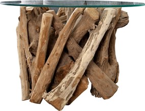 Štýlový konferenčný stolík Trim 50 cm teak - sklo