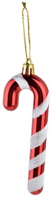 Sada 3 ks vánočních ozdob HULA 4,5x12 cm červená/bílá