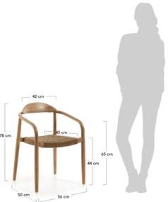 Drevená stolička s béžovým sedákom Kave Home Glynis