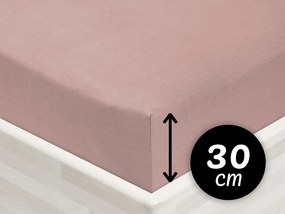 Jersey napínacie prestieradlo na vysoký matrac JR-024 Hnedoružové 100 x 200 - výška 30 cm