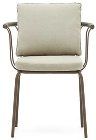 Zelená/béžová kovová záhradná stolička Salguer - Kave Home