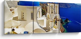 Obraz - Santorini, Grécko (s hodinami) (90x30 cm)