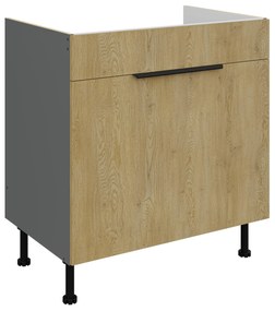 Dolná kuchynská skrinka pod drez Carminia 80 ZL 1S BB PREMIUM BOX (dub cremona + antracit). Akcia -22%. Vlastná spoľahlivá doprava až k Vám domov. 1127914