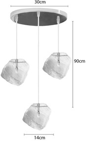 Stropné svietidlo 3 ICE - kov / sklo - číre