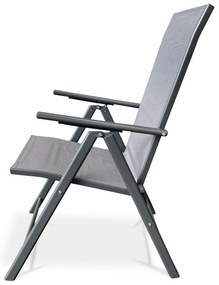Autronic Záhradná stolička, kov, textil, sivá, AZC-S1116 GREY