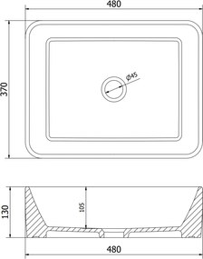 Mexen Catia, umývadlo na dosku 48x37x14 cm, šedá matná, 21314861