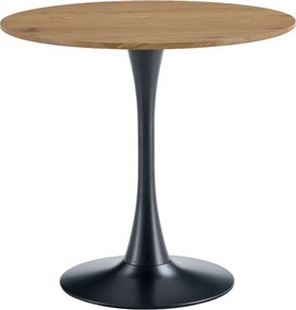 Jedálenský stôl, dub/čierna, priemer 80 cm, REVENTON NEW