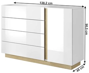 Komoda Cethos D4S (biela + dub grandson). Vlastná spoľahlivá doprava až k Vám domov. 1017247