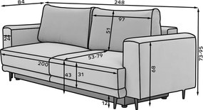 Krémovobiela rozkladacia/s úložným priestorom pohovka z textílie buklé 260 cm Dalia – ELTAP