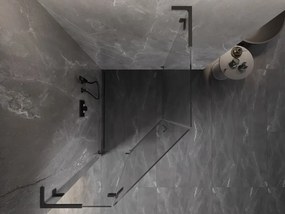 Mexen Lunar, L päťuholníkový sprchový kút naklápací doľava 90 x 100 cm, 8mm číre sklo, grafitový profil, 831L-090L-100P-95-00-L