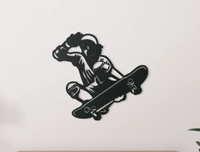 drevko Drevená nálepka na stenu Skateboardista Rozmer obrazu: 30 x 32,5 cm, Farba dekorácie: Čierna