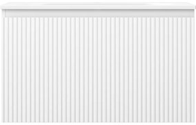 Mexen Rivel, kúpeľňová skrinka 80 cm s umývadlom Vela, 1 zásuvka, drážkovaná, biela matná, 91A20-08047-1-BF01-W23M01