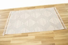 Koberec 135A Monaco Zygzak  3D strapce sivý / modrý / krémový