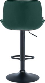 Barová stolička Vonore - zamat, čierny rám - Zelená