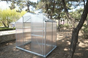 Skleník so základňou BestBerg BBGH‑406S / 2,5 m² / 130 × 190 × 194 cm / strieborná