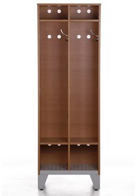 Drevená šatníková skrinka na nohách, 2 dvere, 1750 x 600 x 400 mm, otočný zámok, orech
