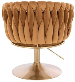 LuxuryForm DESIGN Kreslo NORDEN VELUR na zlatom tanieri - medové
