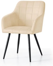 Sada dvoch jedálenských stoličiek LUXANO zamatové, béžové / čierne nohy (2 ks)