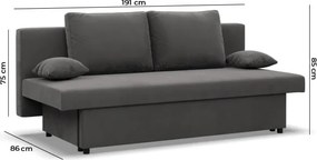 Pohovka NOLA rozkladacia, čierna / biela