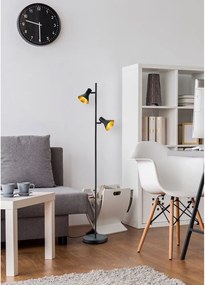 Čierna stojacia lampa s kovovým tienidlom (výška 144 cm) Nina – Reality