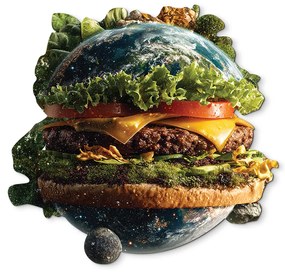 drevko |  Obraz na stenu Zem ako fastfood  55 x 53 cm