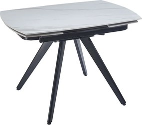 Dekorstudio Rozkladací jedálenský stôl s mramorovou doskou 120-180x80 cm - biely