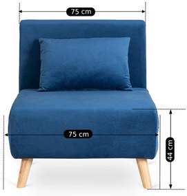 JAKS Rozkladacie kreslo Marry tmavo modré velúr