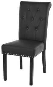 2x Jedálenská stolička Chesterfield 2 - koženka, tmavé nohy - Čierna