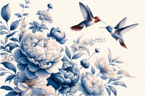Obraz - Kolibríky nad kvetinou (90x60 cm)