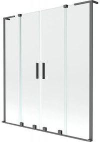 Mexen Velar L Duo, 2-krídlová posuvná vaňová zástena 150 x 150 cm, 8mm číre sklo, grafitová, 896-150-003-02-95