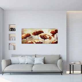 Obraz červených kvetov (120x50 cm)