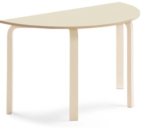 Stôl ELTON, polkruh, 1200x600x710 mm, laminát - breza, breza