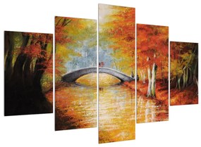 Jesenný obraz mostu cez potok (150x105 cm)