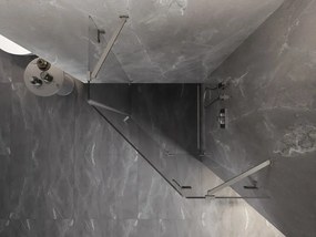 Mexen Lunar, päťuholníkový sprchový kút s pravým sklonom 90 x 90 cm, 8mm číre sklo, oceľový profil, 831-090P-090L-97-00-P