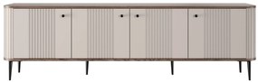 TV stolík Vespera 4D 187 cm - kašmírová / orech / čierne nožičky