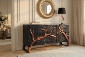 Komoda 46199 Forest 160cm Drevo Mango Čierne 3D  - Komfort-nábytok