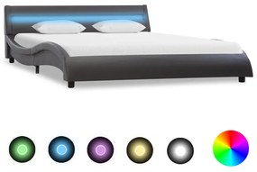 vidaXL Posteľný rám s LED, sivý, umelá koža 140x200 cm